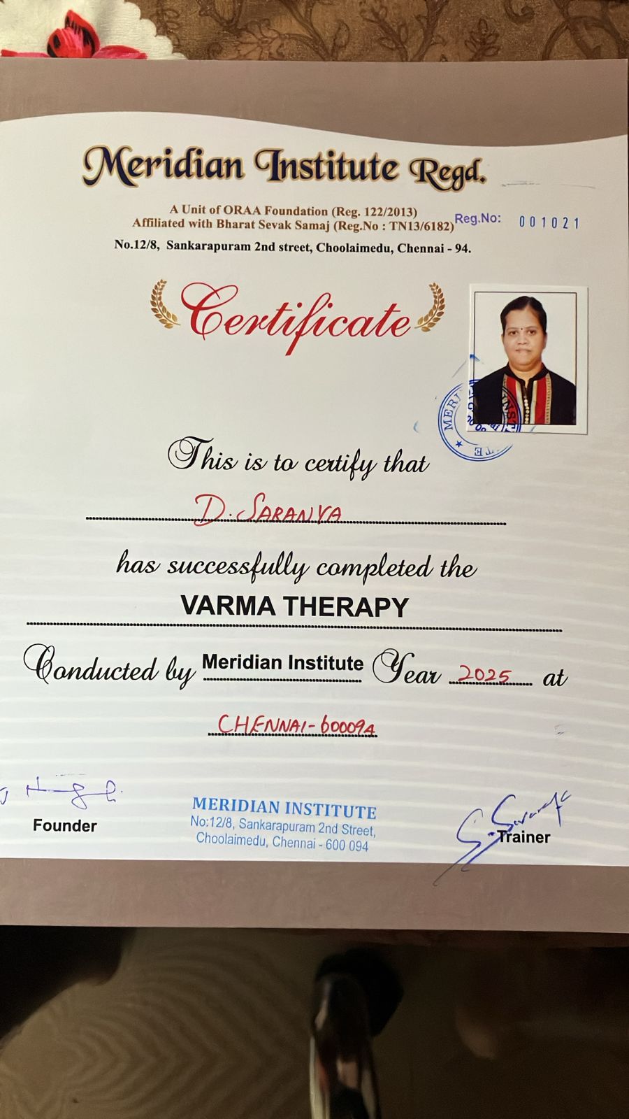 Varma Therapy Certificate